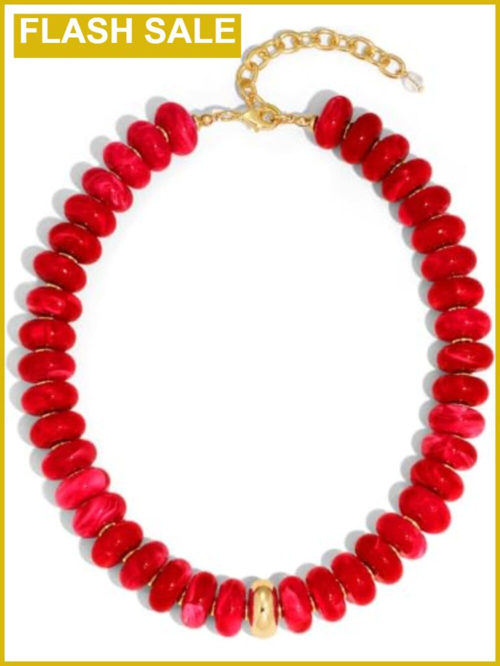 Chunky Beaded Choker Necklace Resin Gold Plated Statement Jewelry